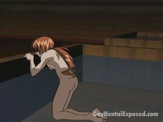 Merah berambut anime homoseksual mendapat anally menggerudi oleh yang besar zakar/batang anjing gaya